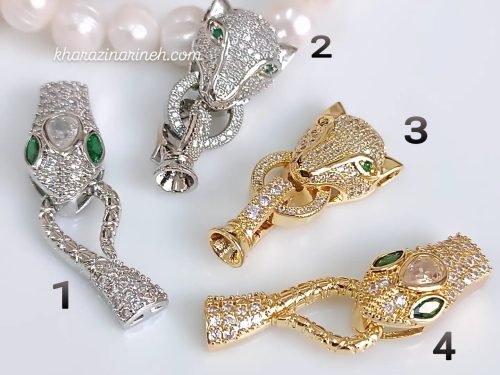 قفل سواروفسکی پرنگین سر مار و سر ببر