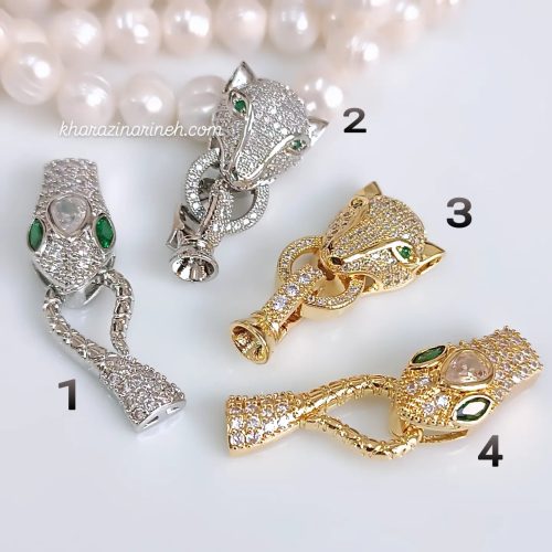 قفل سواروفسکی پرنگین سر مار و سر ببر